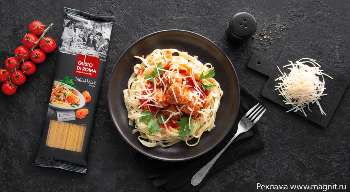 Вкусный тандем: тальятелле с фрикадельками из индейки и сыра
